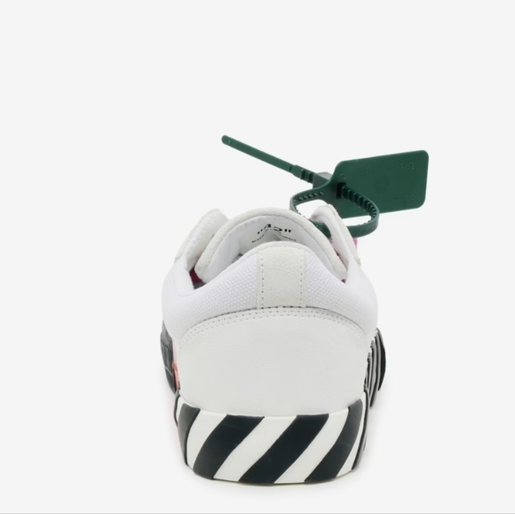 OFF WHITE, Low Vulcanized Sneaker, Men's, White/Magenta/Lime Green Canas & Suede - Picture 5 of 14